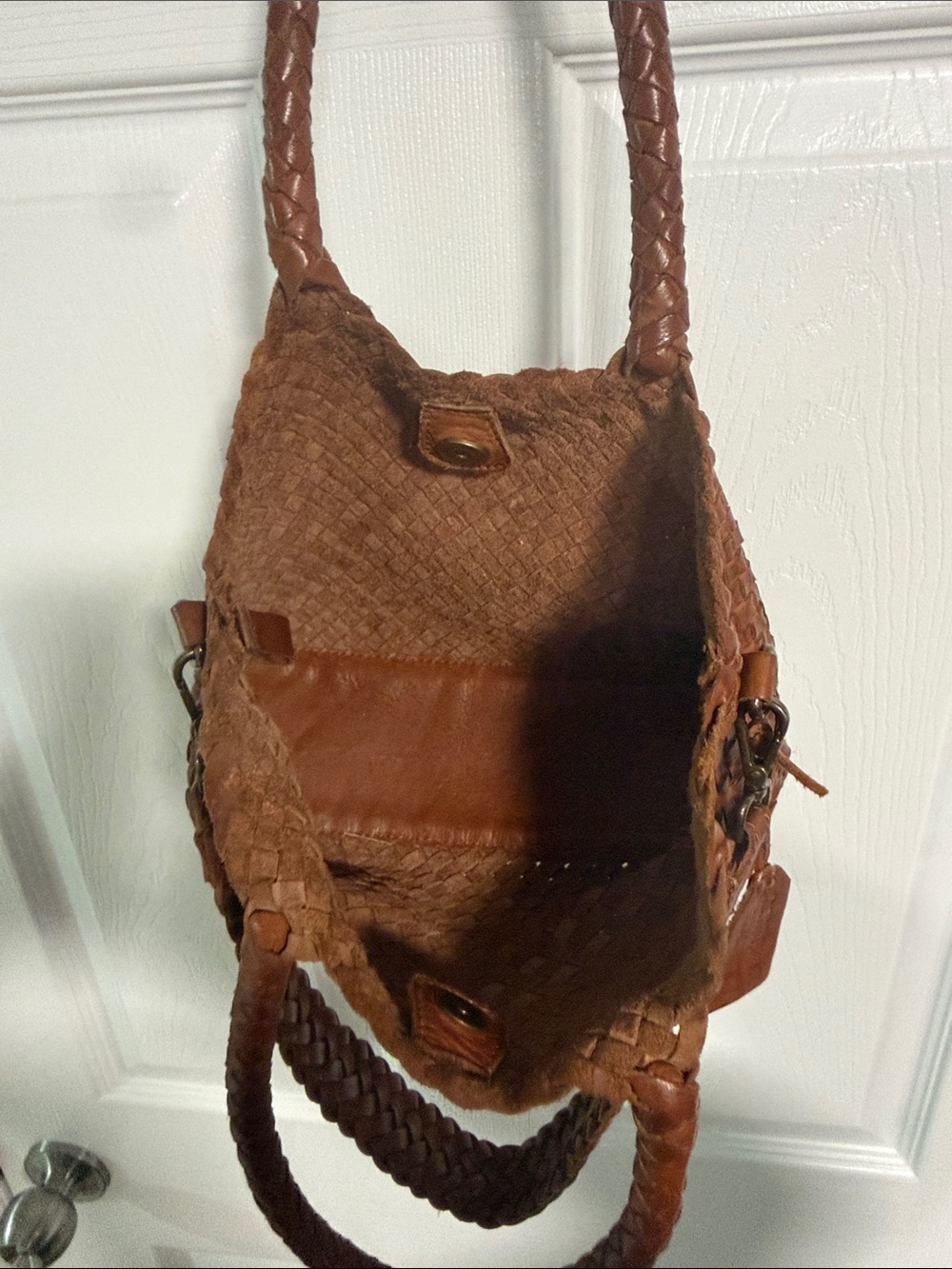Woven Leather Satchel — Chestnut Brown - Picture 3 of 3